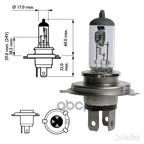 Лампа Standart 12V H4 60/55W narva 48881 Narva
