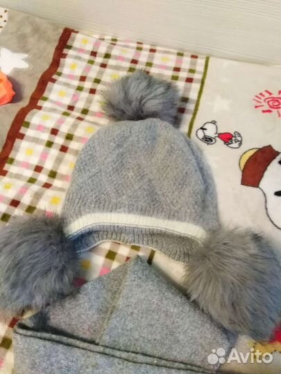 Шапка, шарф, комплект зимний