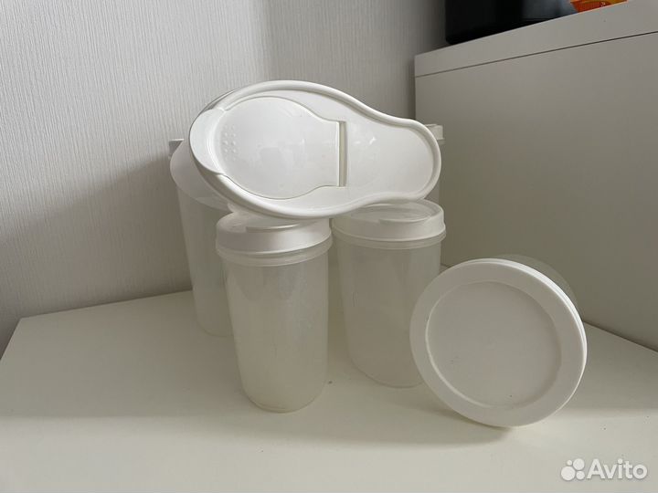 Банки для хранения сыпучих продуктов белые пластик