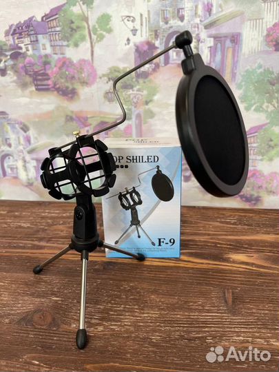 Держатель паук для микрофона + поп фильтр + стойка