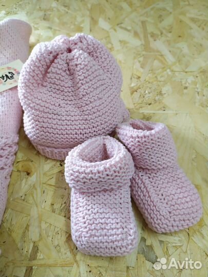 Плед шапочка пинетки детские новые