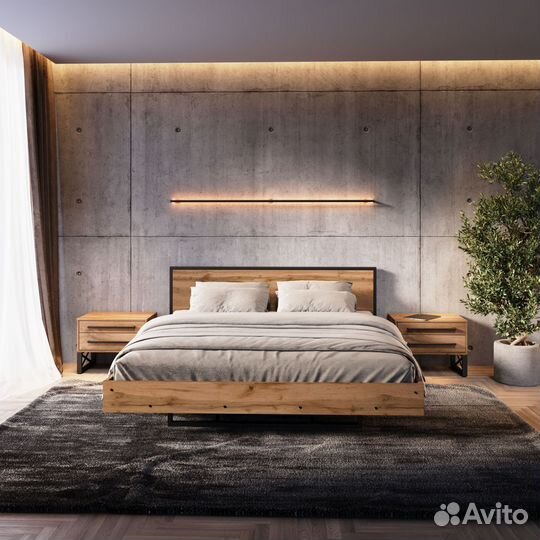 Кровать лофт Волстрит 180х200 toploft Двуспальная