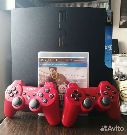 Прошитая PS3, 35 игр, 2 джойстика, мув