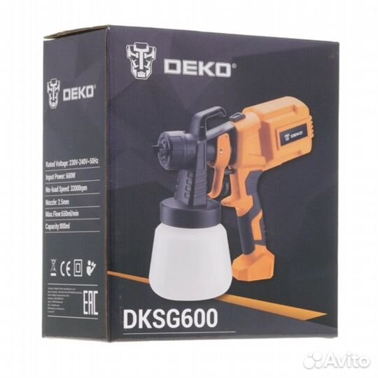 Краскопульт сетевой Deko dksg600, 1.08 мл/сек