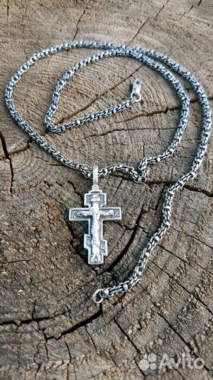 Новая серебряная цепочка цепь и крестик