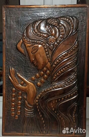 Чеканка СССР (2 шт) + деревянное панно