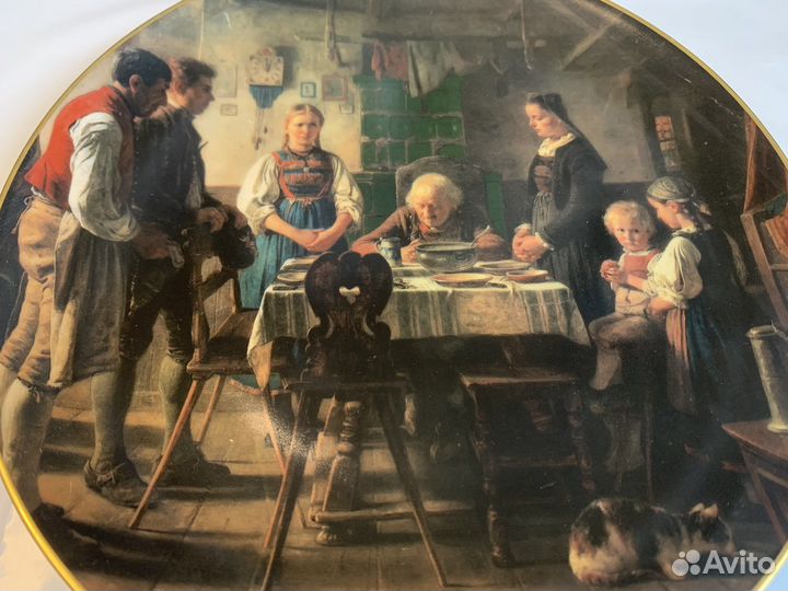 Немецкая Настенная Тарелка. Винтаж. Клейма. Обед