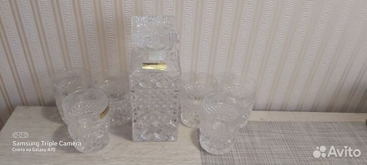 Штоф хрустальный и 6 стаканов Bohemia