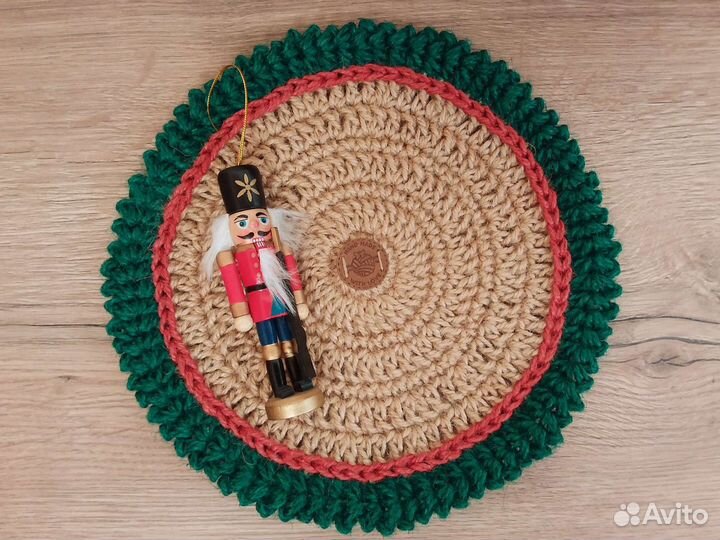 Салфетка новогодняя сервировочная из джута