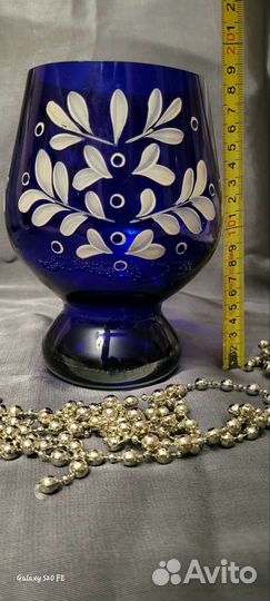 Ваза синее стекло СССР