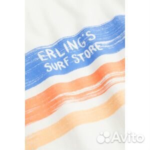 Футболка оверсайз H&M Erling’s Surf Store, белый