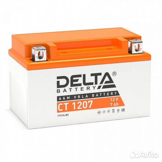 Мото аккумулятор Delta CT 1207 прям. пол. 7 Ач