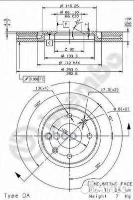 Тормозной диск 09961611 Brembo