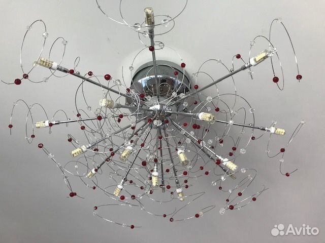 Люстра дизайнерская потолочная серебристая хром