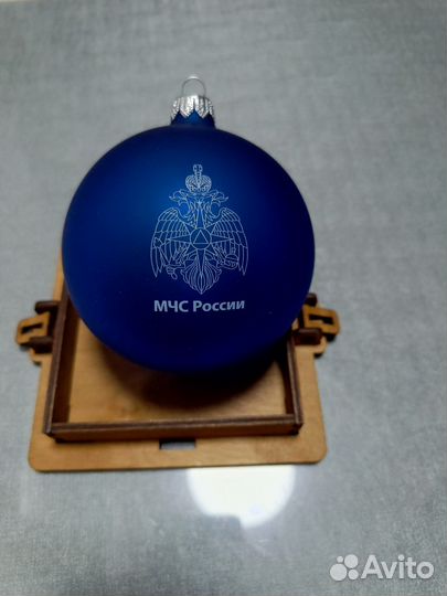 Шар на елку, стекло, с логотипом мчс