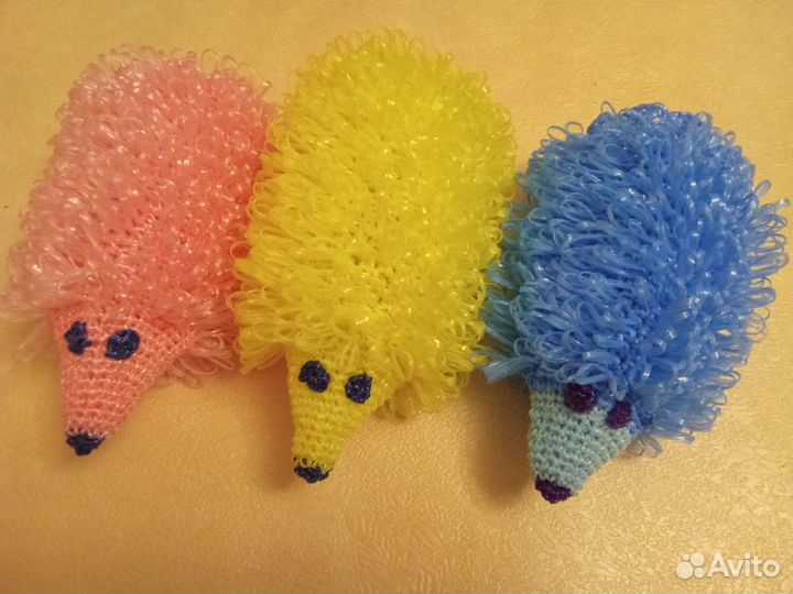 Мочалка варежка ручная вязка