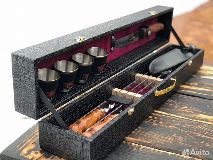 Набор шампуров Кизлярский Малый кожзам 4 шампура