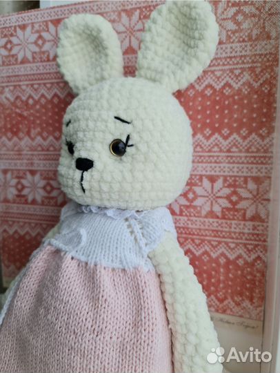 Плюшевая игрушка заяц ручной работы 0+