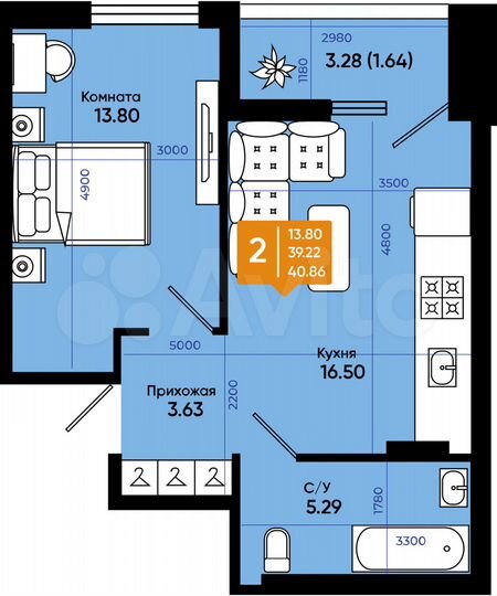 1-к. квартира, 40,9 м², 7/9 эт.
