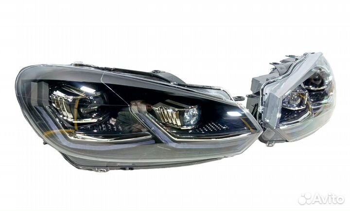 Golf 6 08-12 комплект фар LED вид как у Golf 7 рестайл