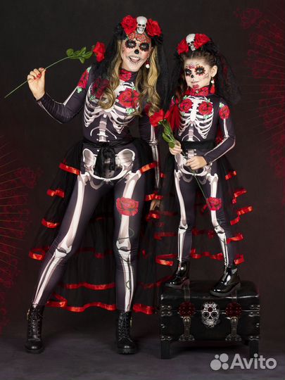 Костюм Скелета на Хэллоуин на девочку 5-8-10-12 л