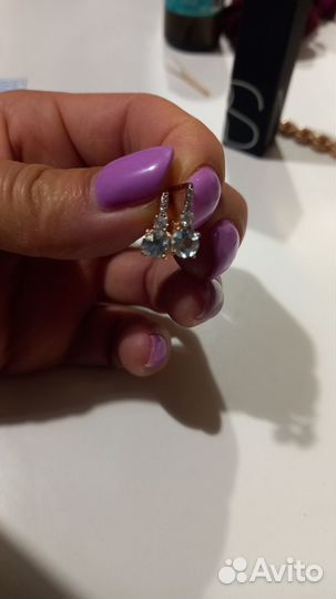 Серьги с топазами золото 585