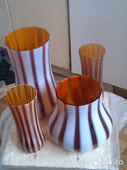 Вазы из цветного стекла СССР