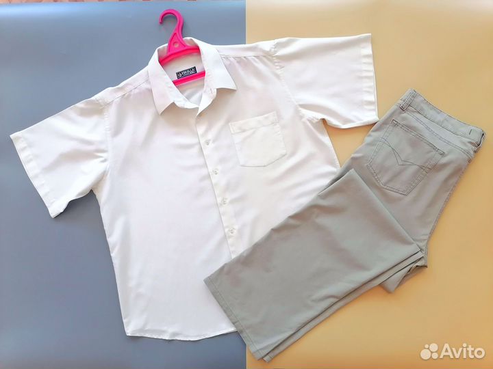 Мужская рубашка и джинсы летние 54-56