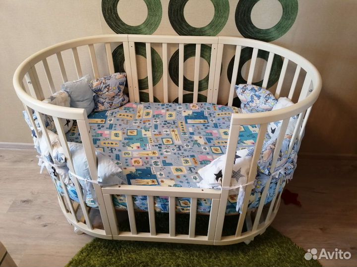 Кровать 8в1 + бортики и постельное белье