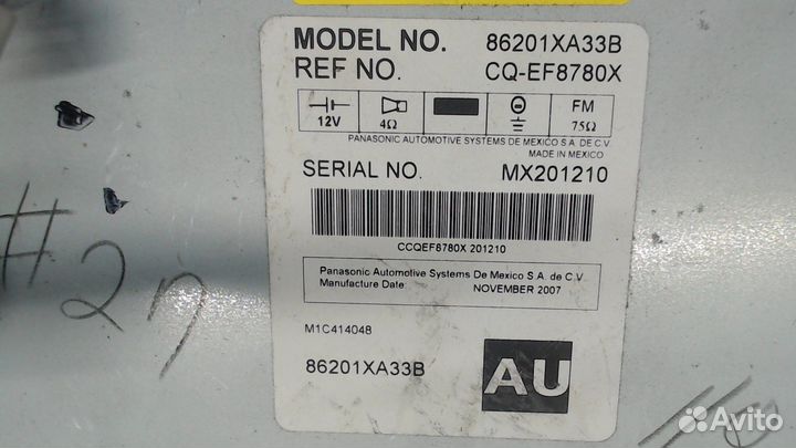 Магнитола Subaru Tribeca (B9), 2008