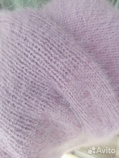 Шапка бини из ангоры Италия нежная роза