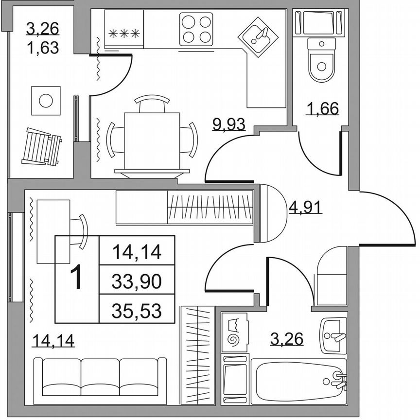 1-к. квартира, 35,5 м², 8/19 эт.