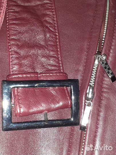 Кожаное женское пальто размер М(46-48)