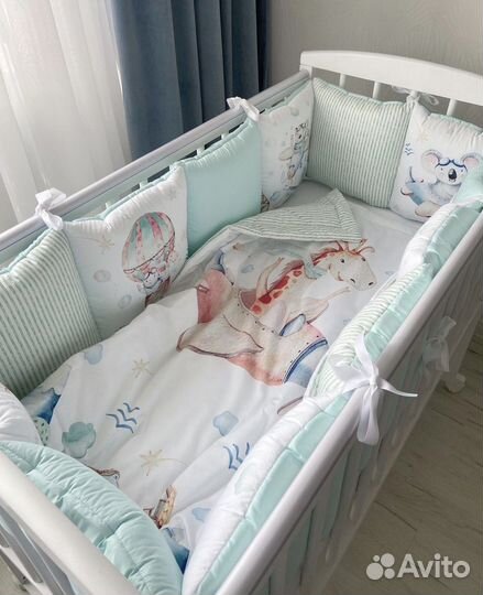 Бортики в кроватку + одеяло