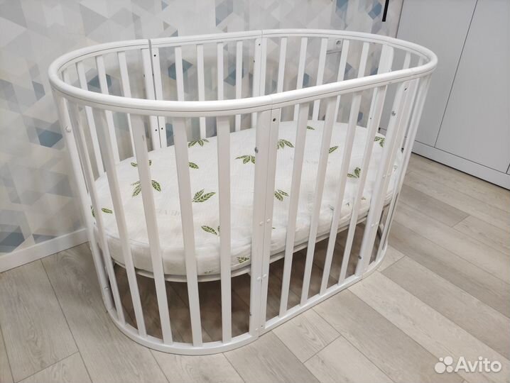 Детская кроватка трансформер круглая овальная