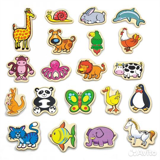 Viga Magnetic Animal Set магниты дерево 1.5 +