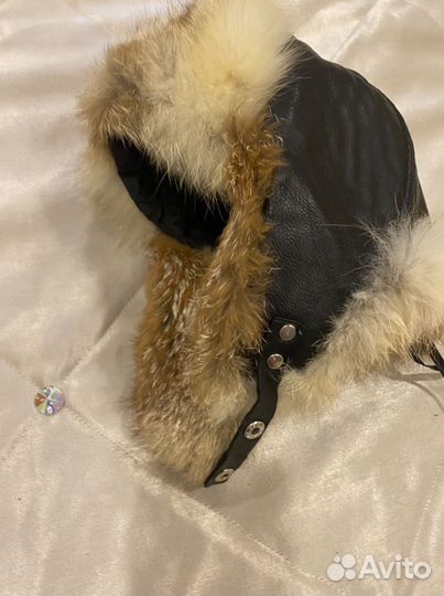 Шапка натуральный мех и кожа