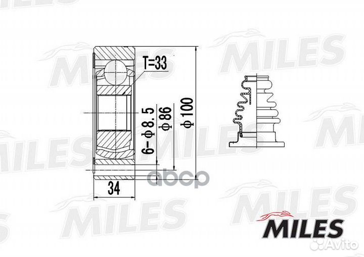 Шрус miles GA10009 шрус audi A3/VW G2/G3/polo/P