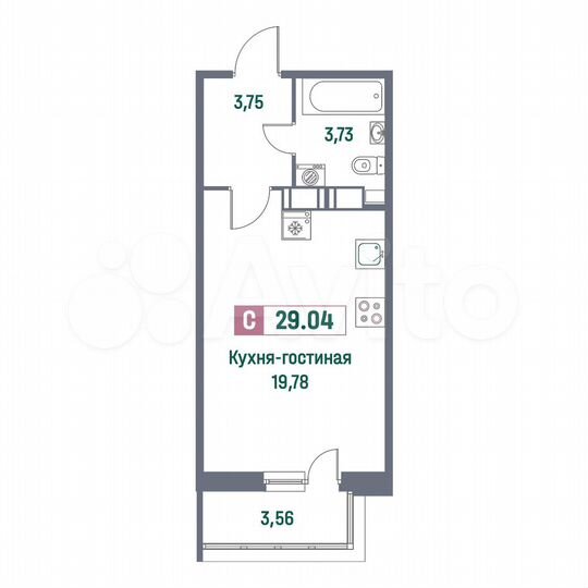 Квартира-студия, 29 м², 8/16 эт.