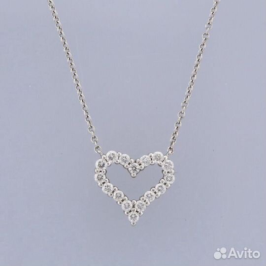 Золотое колье сердце Tiffany 585 пр. с бр. 0.81 ct