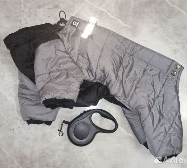 Комбинезон для собак серо-чёрный (дог тренд)