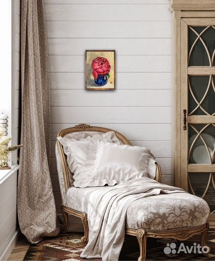 Живопись маслом картина пион, цветы пионы на холст