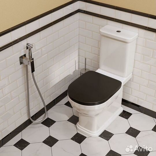 Унитаз напольный Kerama Marazzi Pompei с бачком с сиденьем PO.wc.01+PO.cis.01+PO.seat.01\BLK