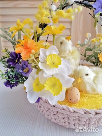 Пасхальная корзина с цыплятами
