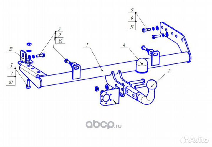 Фаркоп ваз LADA Kalina, Kalina-2 1118, 1117, 2194