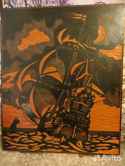 Панно СССР - Старинный парусник в океане