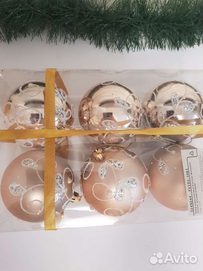 Новогодние шарики набор 6 шт