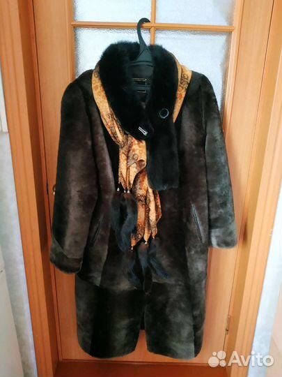 Шуба мутоновая с норкой
