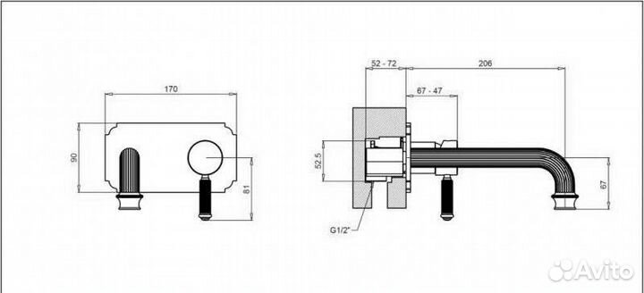 Смеситель cezares olimp-blsm2-01-L, встраиваемый