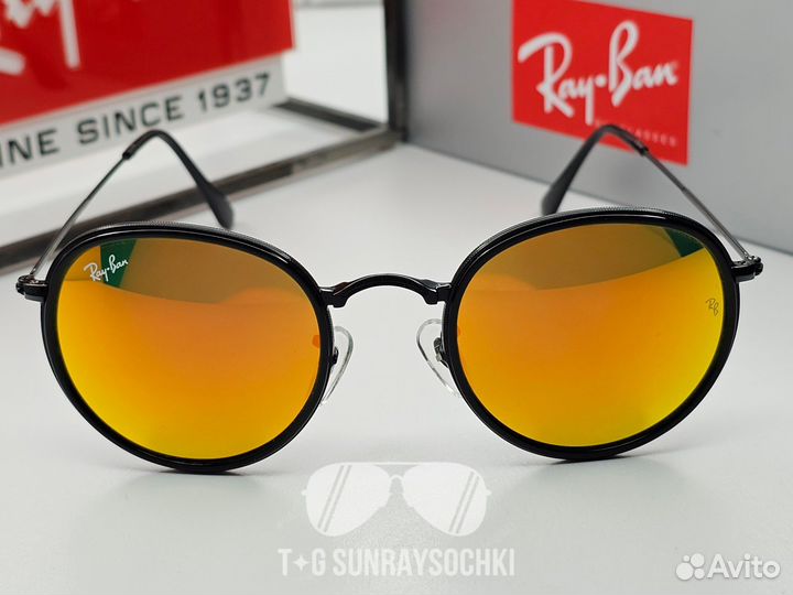 Очки Ray Ban 3517 Round Metal Красные Зеркальные